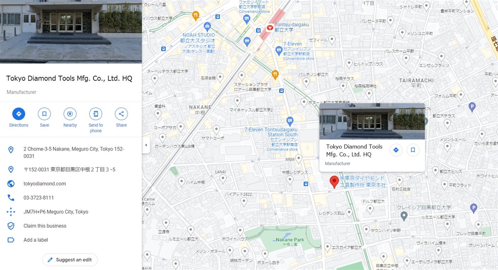 Tokyo Diamond Tools Map